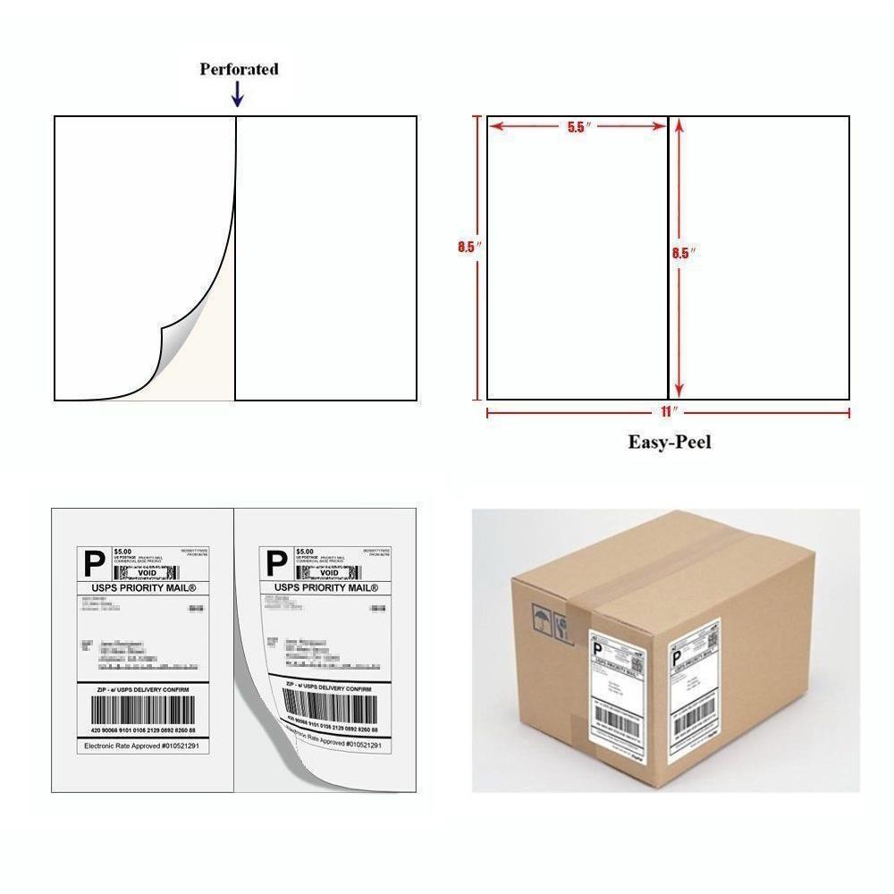 1000 Shipping Labels 8.5x5.5 Half Sheets Self Adhesive 2 Per Sheet eBay