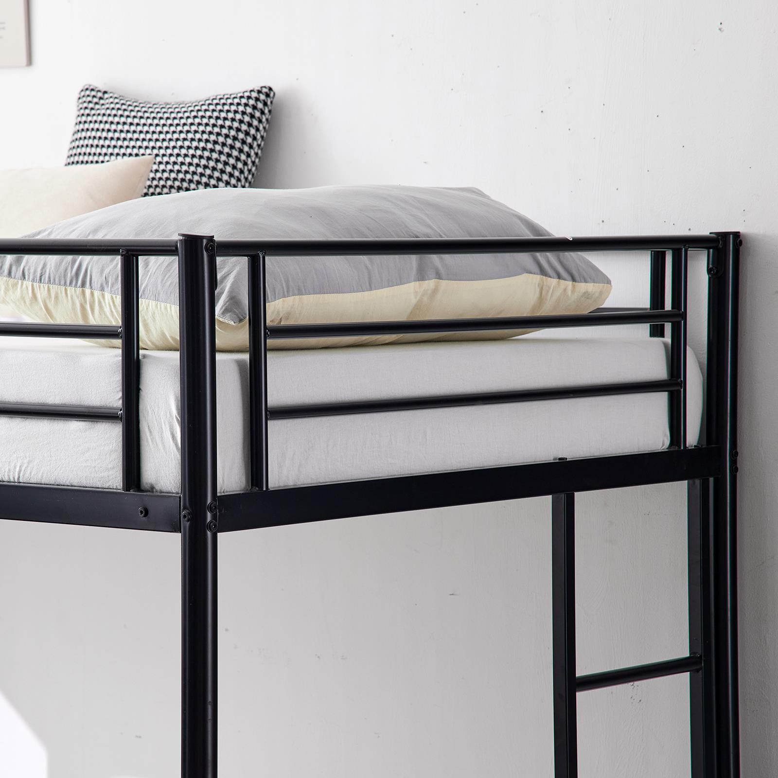 Twin over Twin Bunk Beds Frame Ladder With Trundle Bed Bedroom