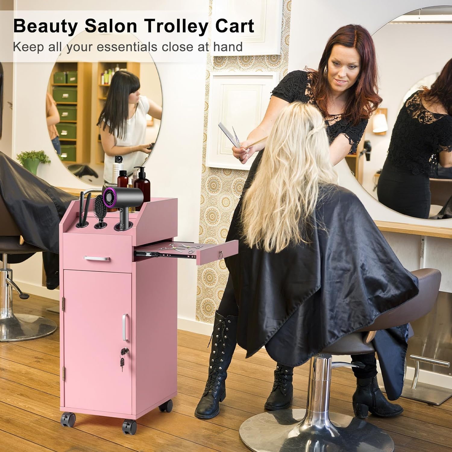 Salon Trolley Cart, Hair Styling Rolling Cart, Barber Beauty