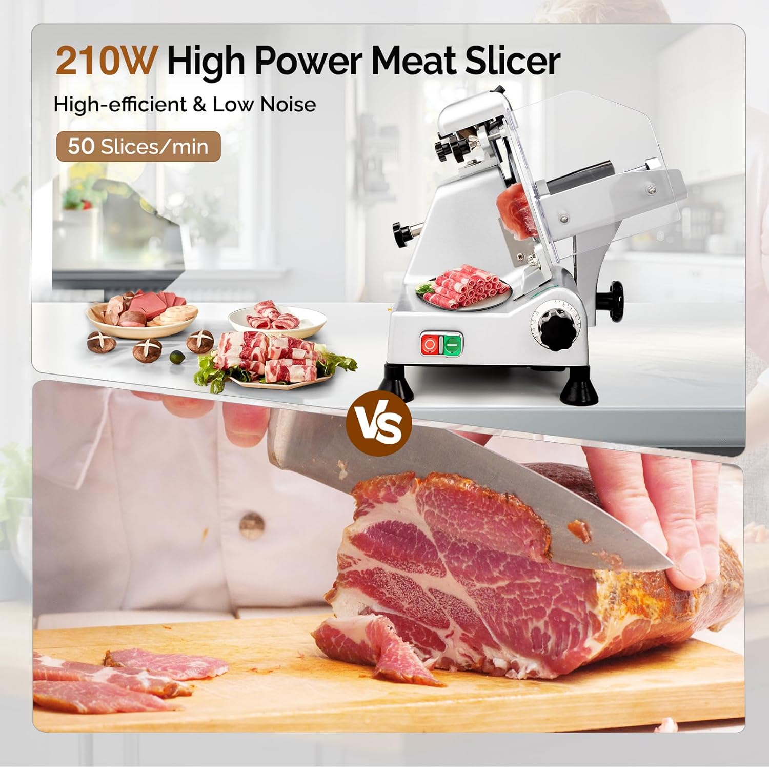Commercial Meat Cutter Deli Meat Slicer Machine - 8-Inch Semi-Automatic ...
