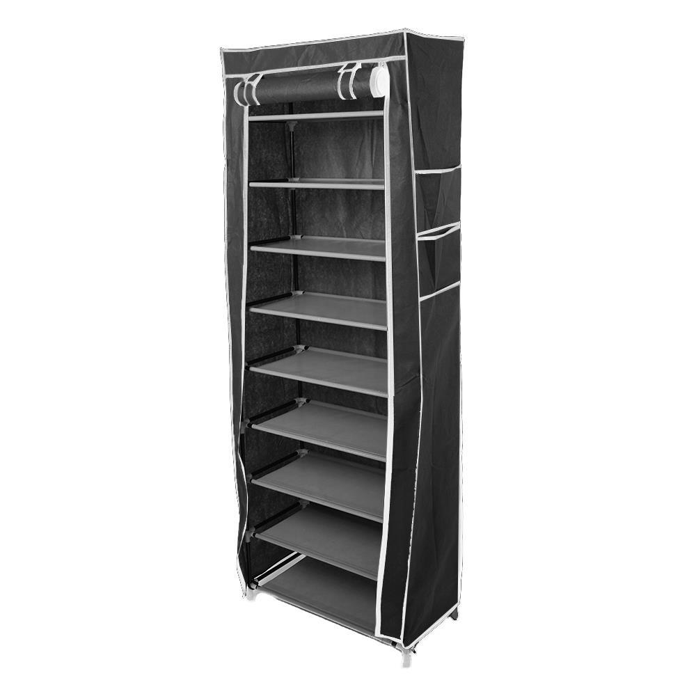 9-Tier Shoe Rack With Cover – Holds 26-30 Pairs, Adjustable & Foldable, Gray/Brown/Red Options