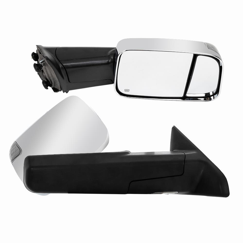 New Set of 2 Power Heated FlipUp Chrome Tow Mirror with Signal for Ram 2009-2012