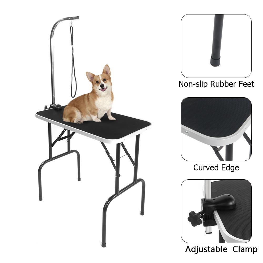 32"Adjustable Pet Dog Cat Grooming Table Foldable Drying Table w/Arm