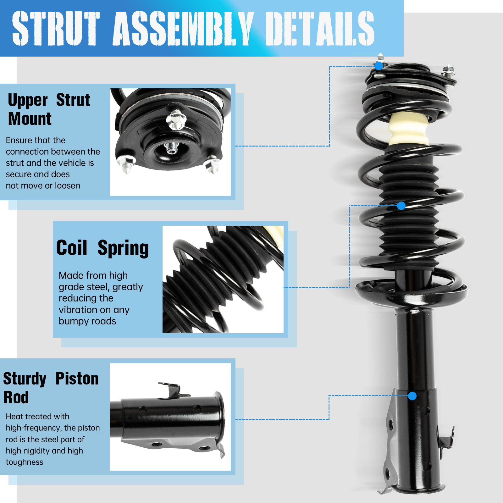 Front Complete Struts & Spring Assembly (Pair) – Fits Honda Civic 2006-2011 & Acura CSX 2006-2011, Improves Ride & Safety - View #7