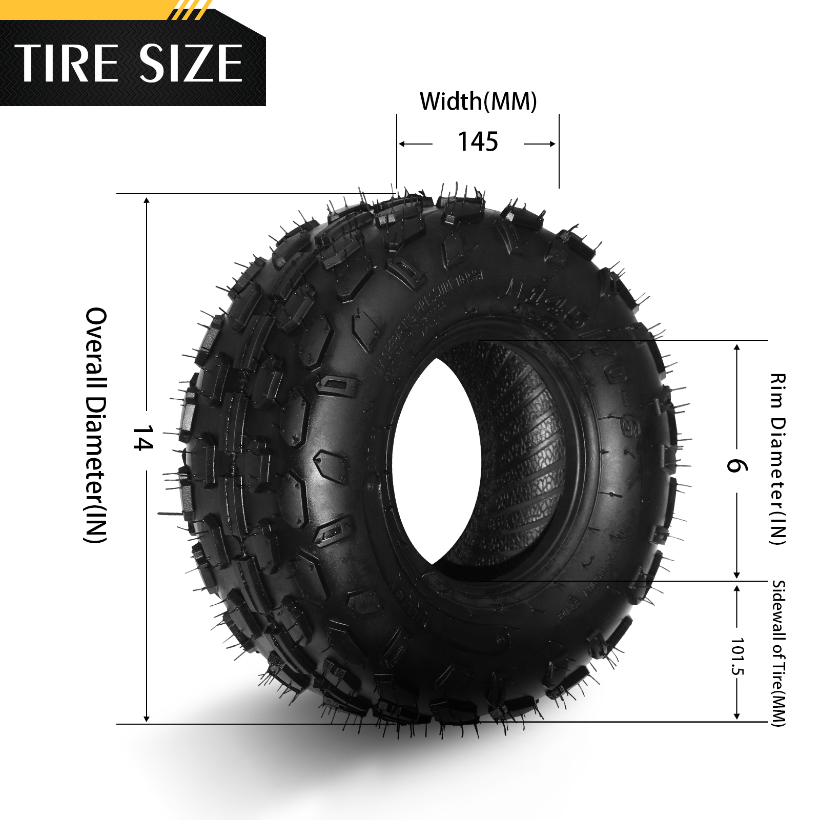 Two 145/70-6 ATV Go Kart Tires All Terrain 4 Ply 145x70-6 Tubeless