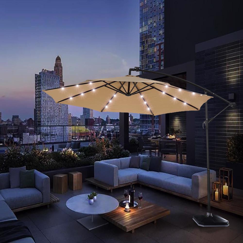 10ft outdoor patio sun shade umbrella cantilever Homrest 10ft Patio Umbrella with Base, Outdoor Offset Cantilever Umbre