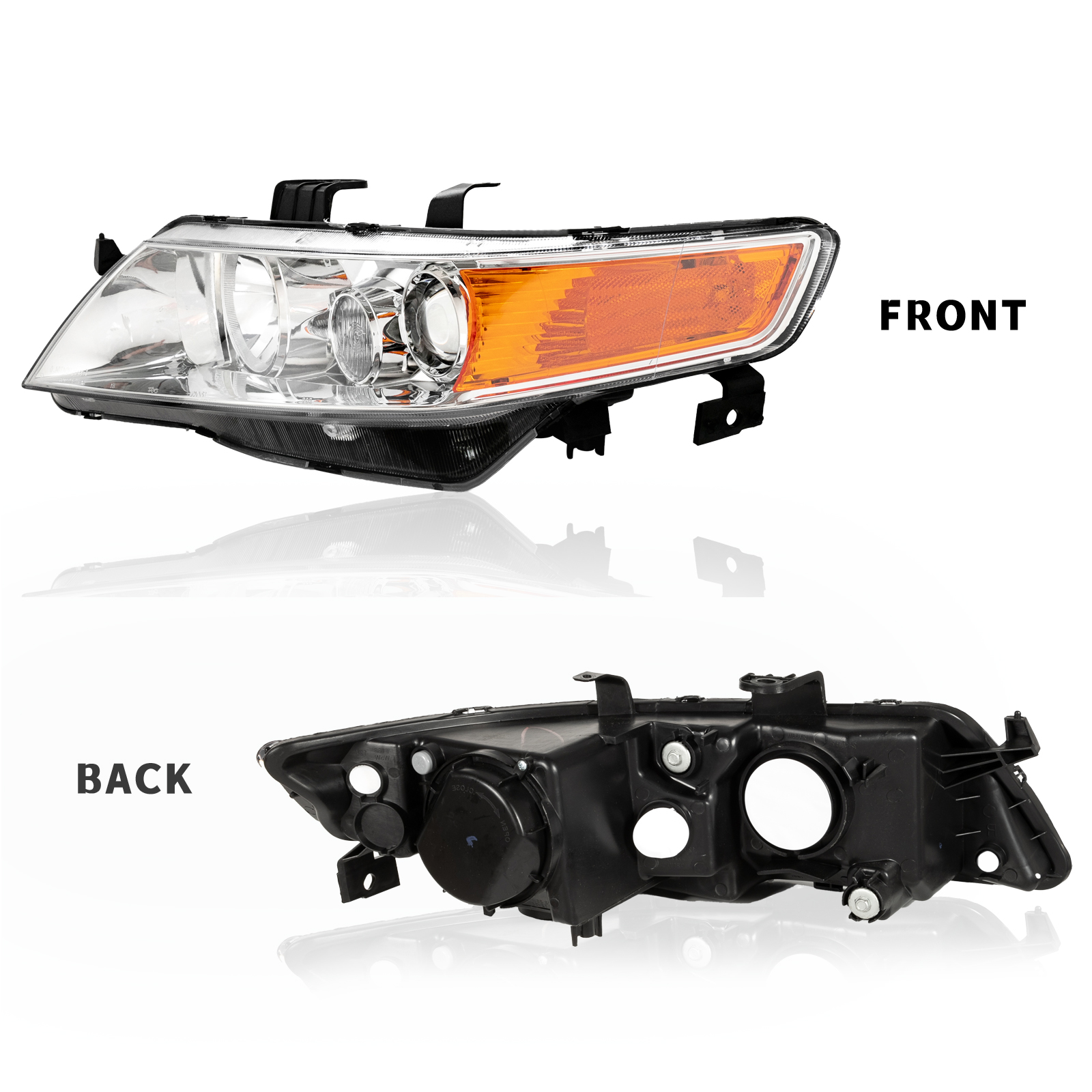 Headlights Headlamps Chrome Amber Left+Right for Acura TSX 2004