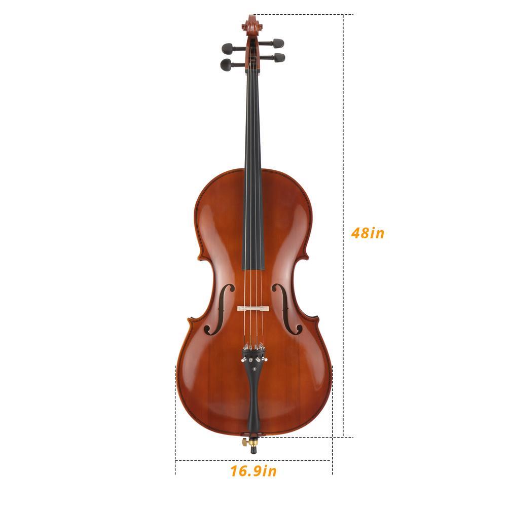 Full-Size Cello, Beginner Cello 4/4, Acoustic Cello Set with