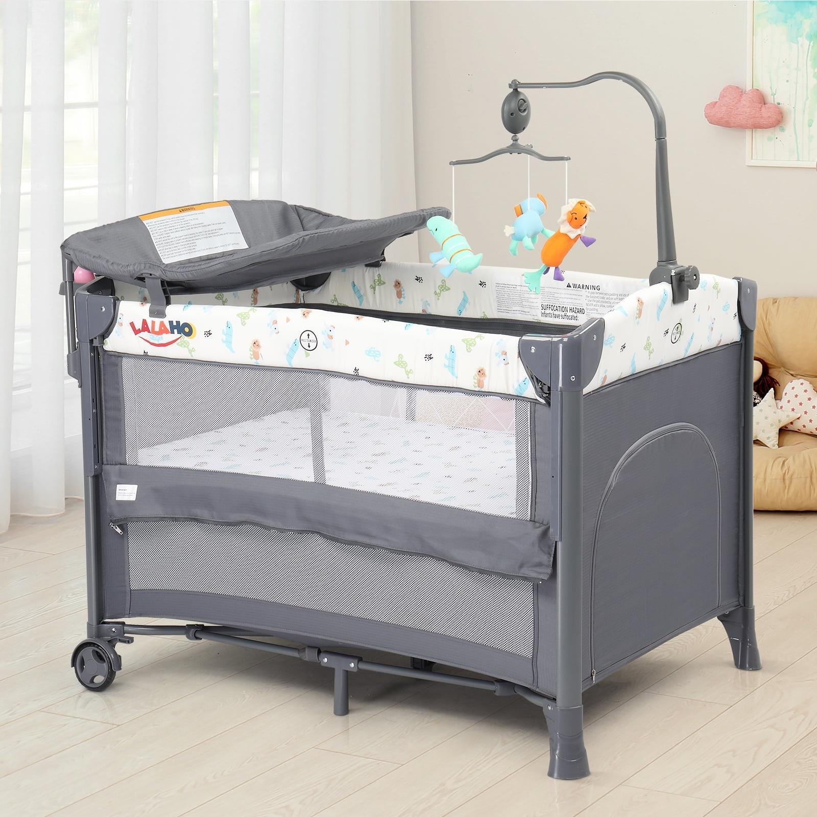 Foldable Bedside Crib 4 in 1 Baby Bedside Sleeper Bassinet with