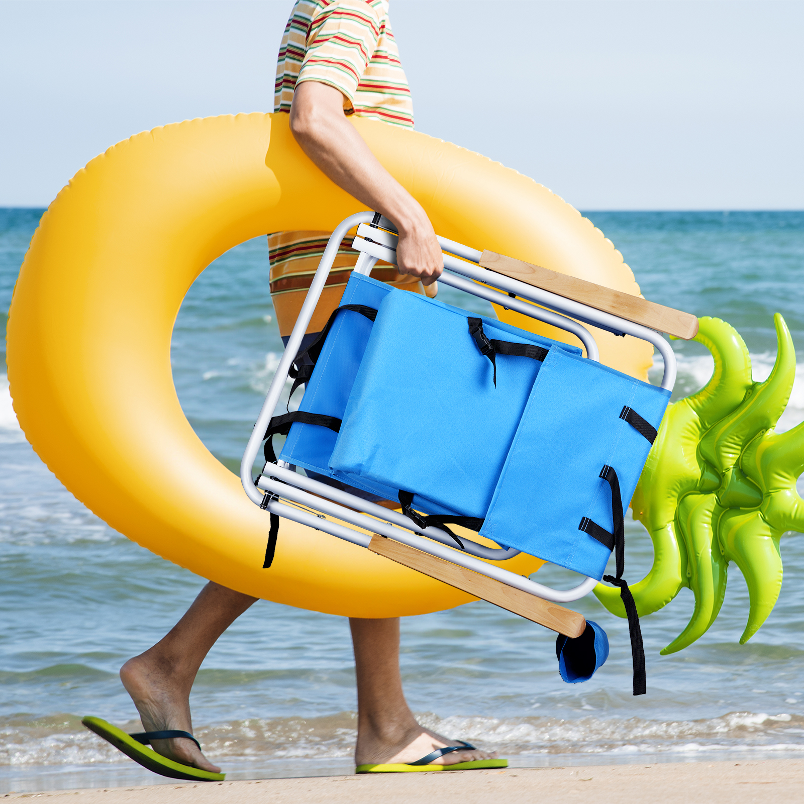 2-Pack Folding Beach Chairs - Lightweight Portable Camping Chairs With High Back & Carry Bag