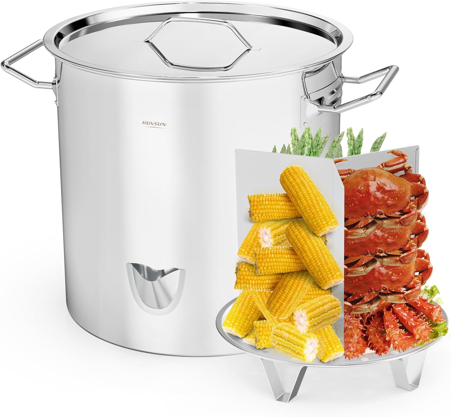 52 QT Stainless Steel Tamale Steamer Pot with Spout Steam
