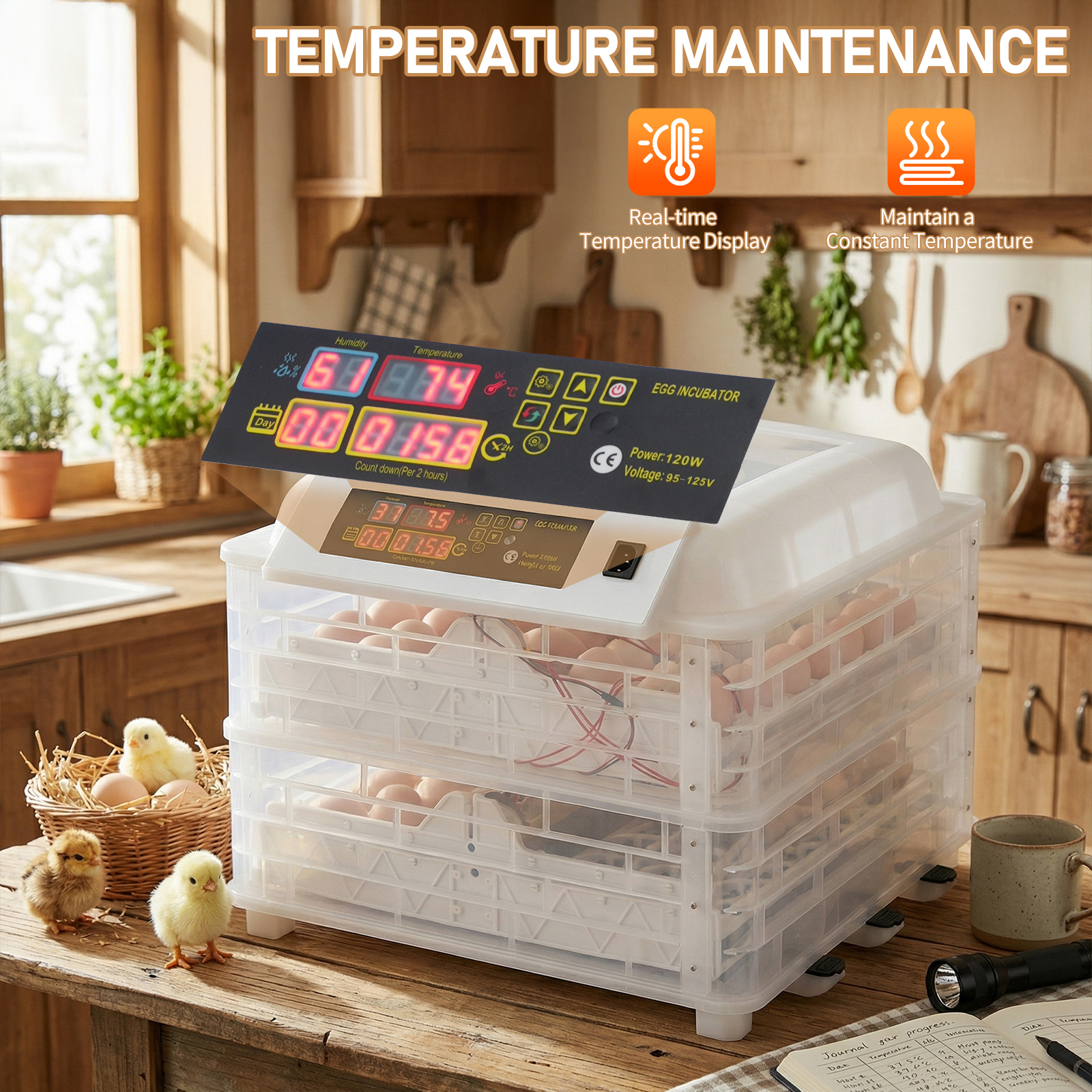 112 Eggs Incubator Digital Clear Poultry Hatching Machine