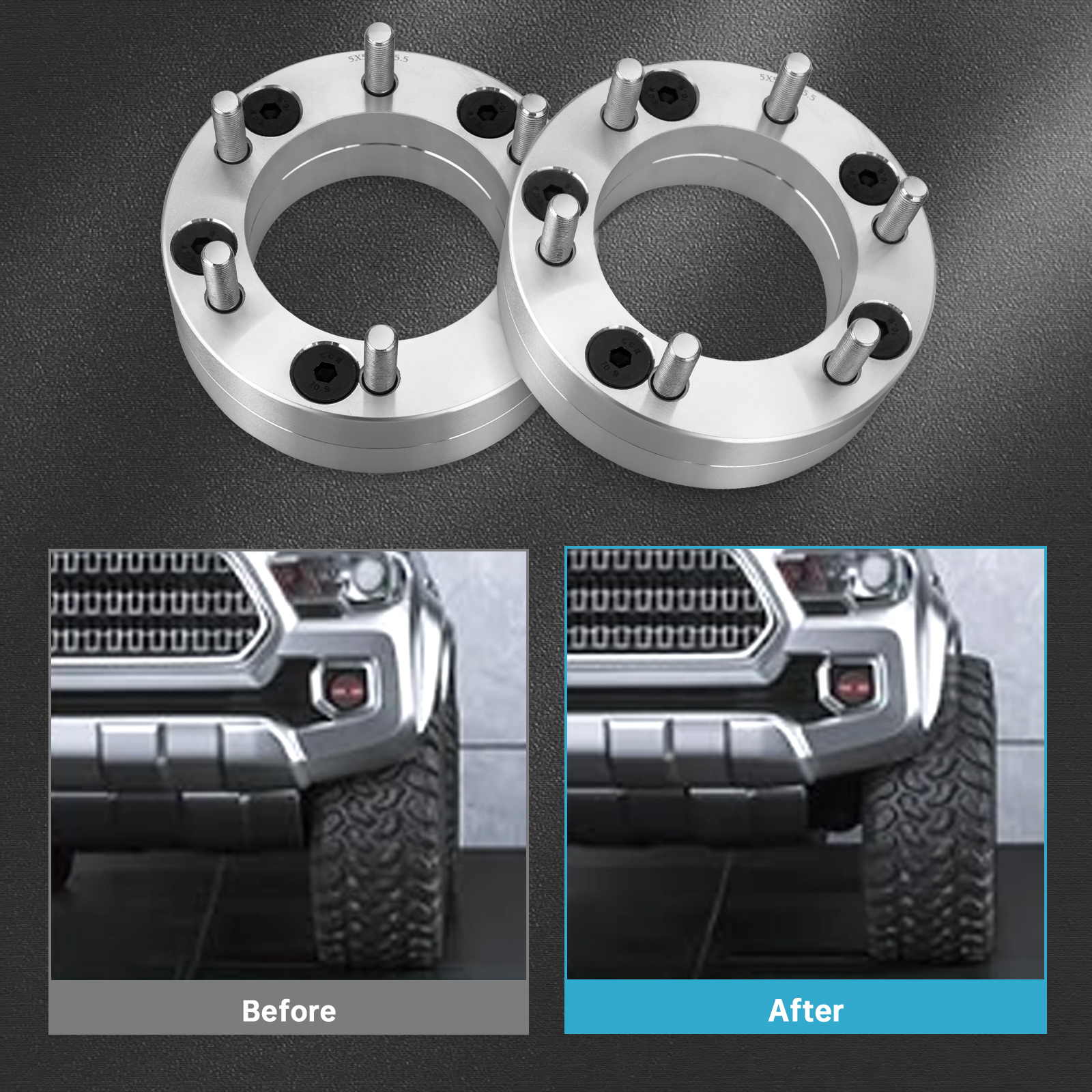 4x 2 Inch Wheel Spacers 5x5.5 1/2x20 For Jeep CJ5 CJ6 CJ7 Ford F150 E150 – Black - View #2