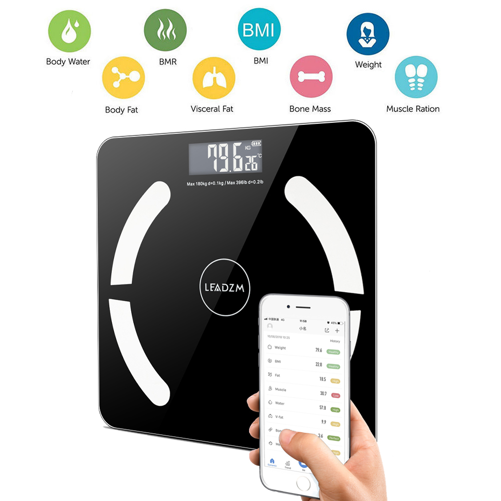 400 lb LCD Digital Body Fat Scale Smart Bluetooth APP Bathroom Weighing