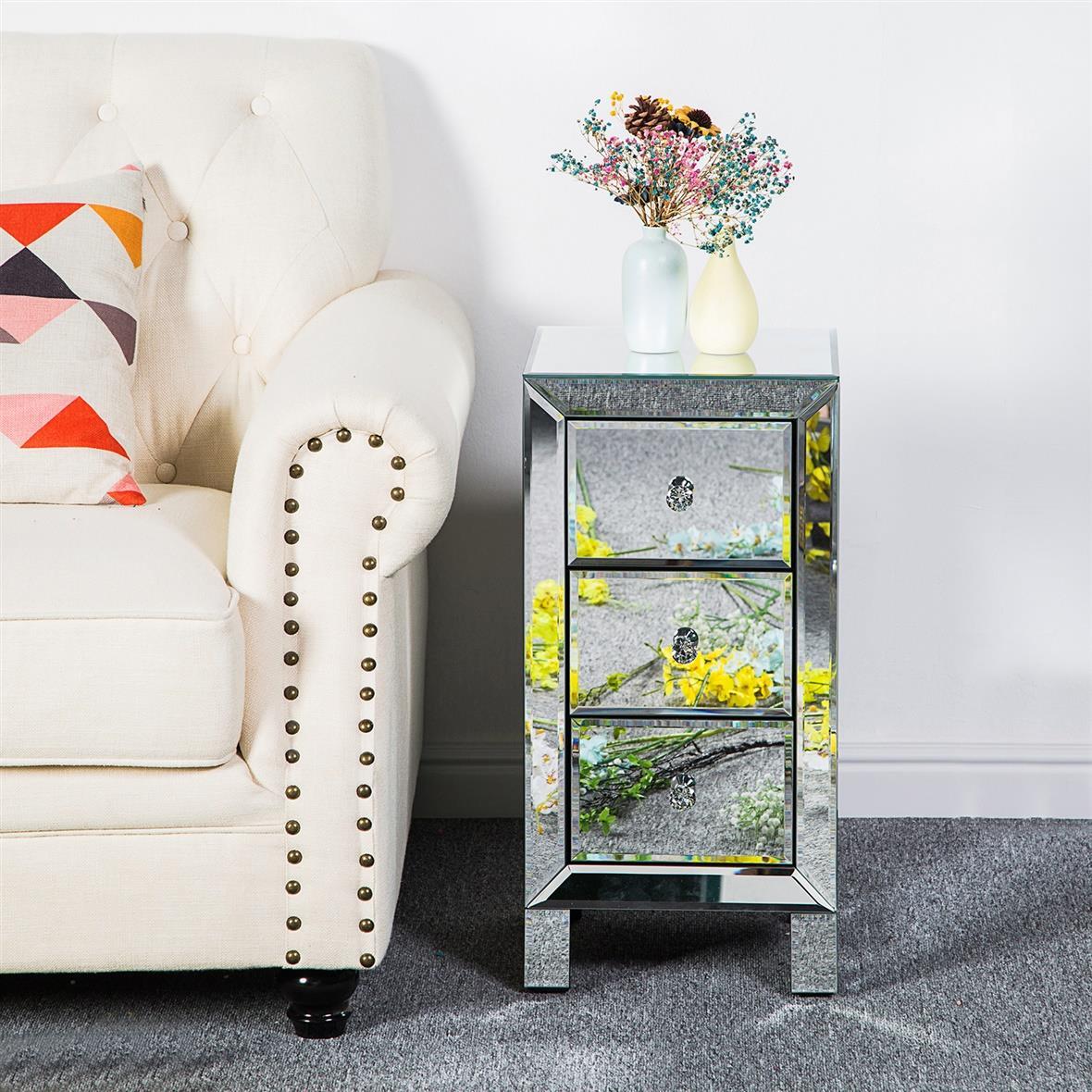 クリスタル付きミラーナイトスタンド BEDSIDE TABLE Amazon.com: Mirrored Floating Bedside Nightstand with Drawer