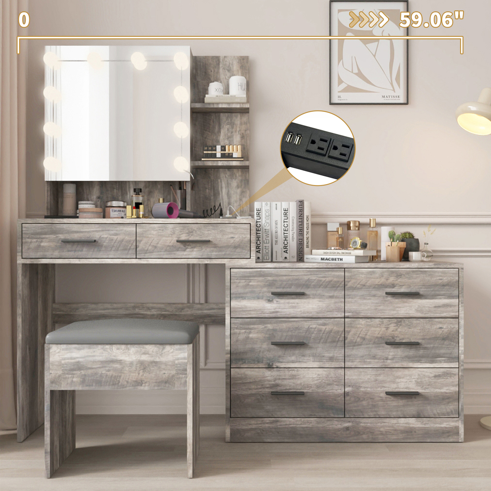 dresser and vanity combo French Vintage & Chest Combo, Red Oak... From Meow_householdes, $1,741.77 while prioritizing health and environmental consciousness Vaughan-Bassett Bonanza BB29-001x1+BB29-442x1 Transitional 6-Drawer