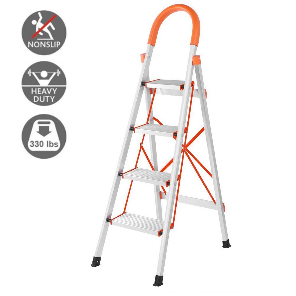New Nonslip 4 Step Aluminum Ladder Folding Platform Stool 330 lbs Load Capacity eBay