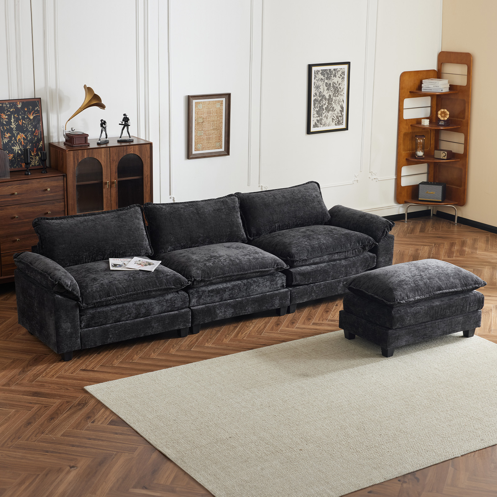 122 Inch Convertible Sectional Sofa Couch, L-Shape Sofa Couch with