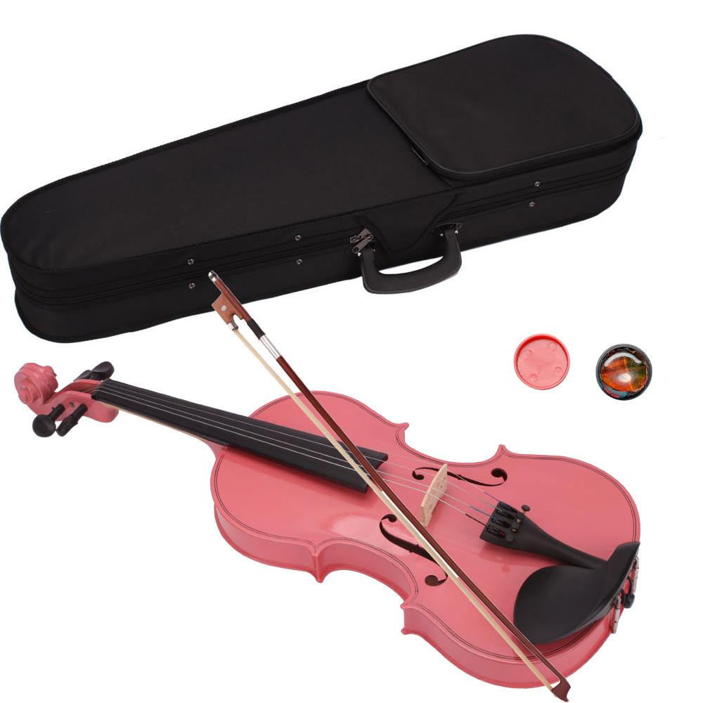 3//4 New Acoustic Violin Case Bow Rosin Pink Hot