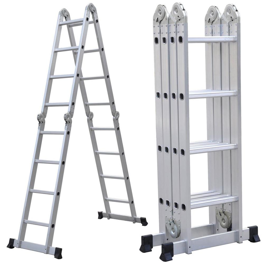 15.5 ft Folding Ladder Aluminum Multi Purpose Extension Ladders