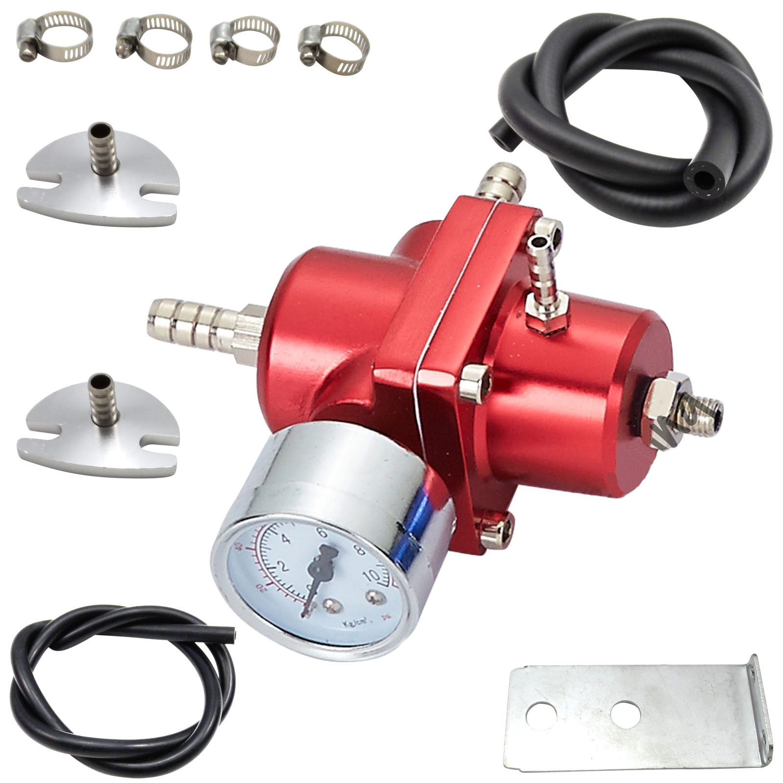 Universal 0-140PSI Car Aluminum Fuel Pressure Regulator Gauge Hose Adjustable