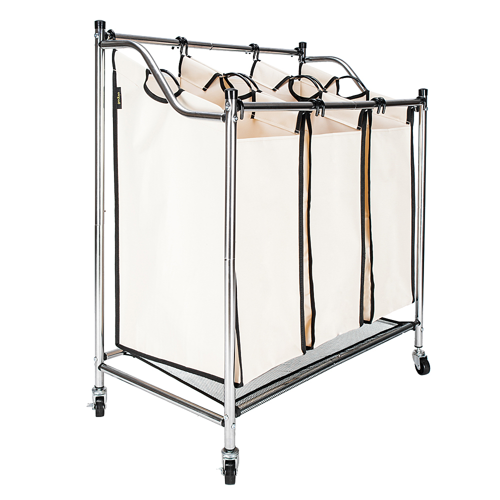 Rolling Laundry Hamper Sorter Stand 3Bag Heavy Duty Clothe Organizer