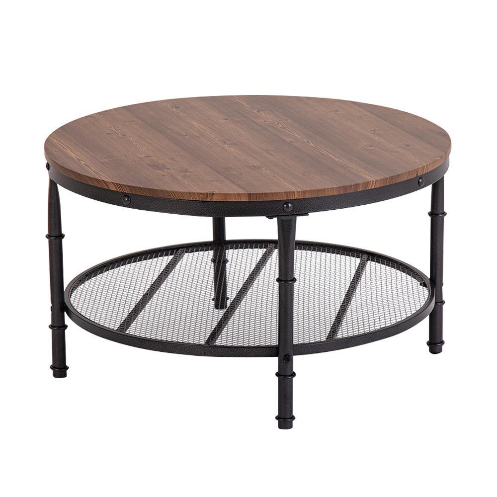 Hot Modern Round Coffee Table Metal Frame Living Room Furniture Grain Black US eBay