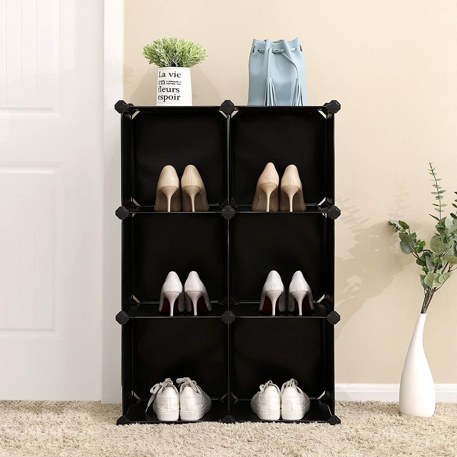 6Cube Stackable Storage Organizer Open Clothes Shelving Wardrobe Rack