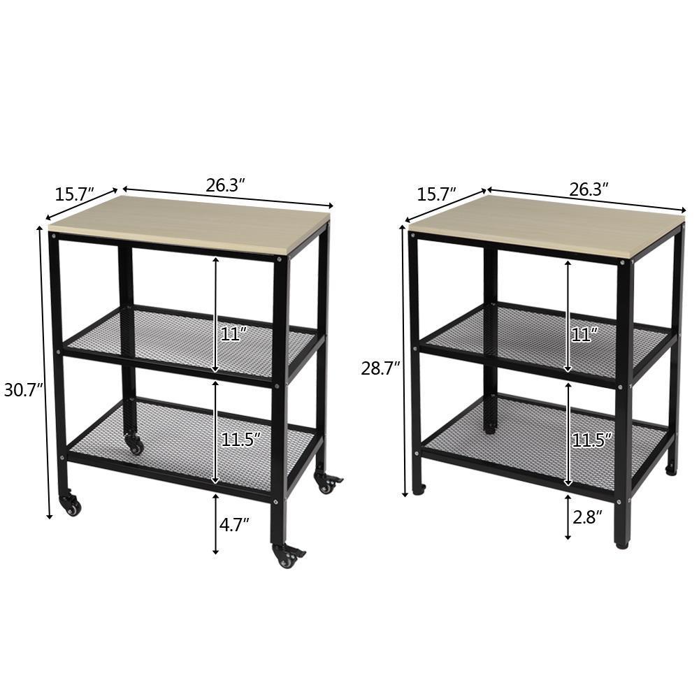 Steel Plate Type Wine 3-Tier Bakers Rack Microwave Cart Oven Stand with 3 Hanging Hooks /& Spice Rack for Kitchen Storage Wine Amiley 【Ship from USA】