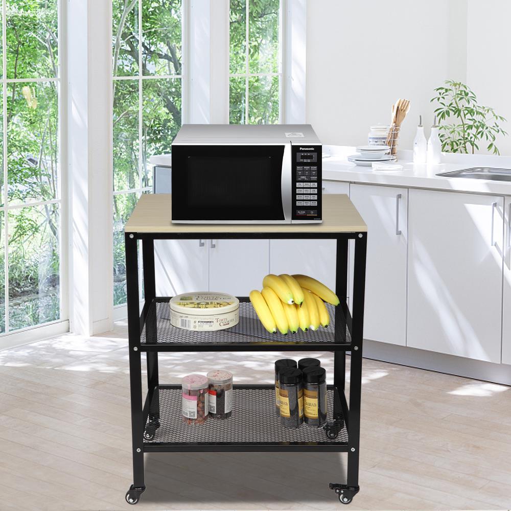 3 Tier Microwave Oven Cart Bakers Rack Kitchen Storage Shelves Stand Metal Black Ebay