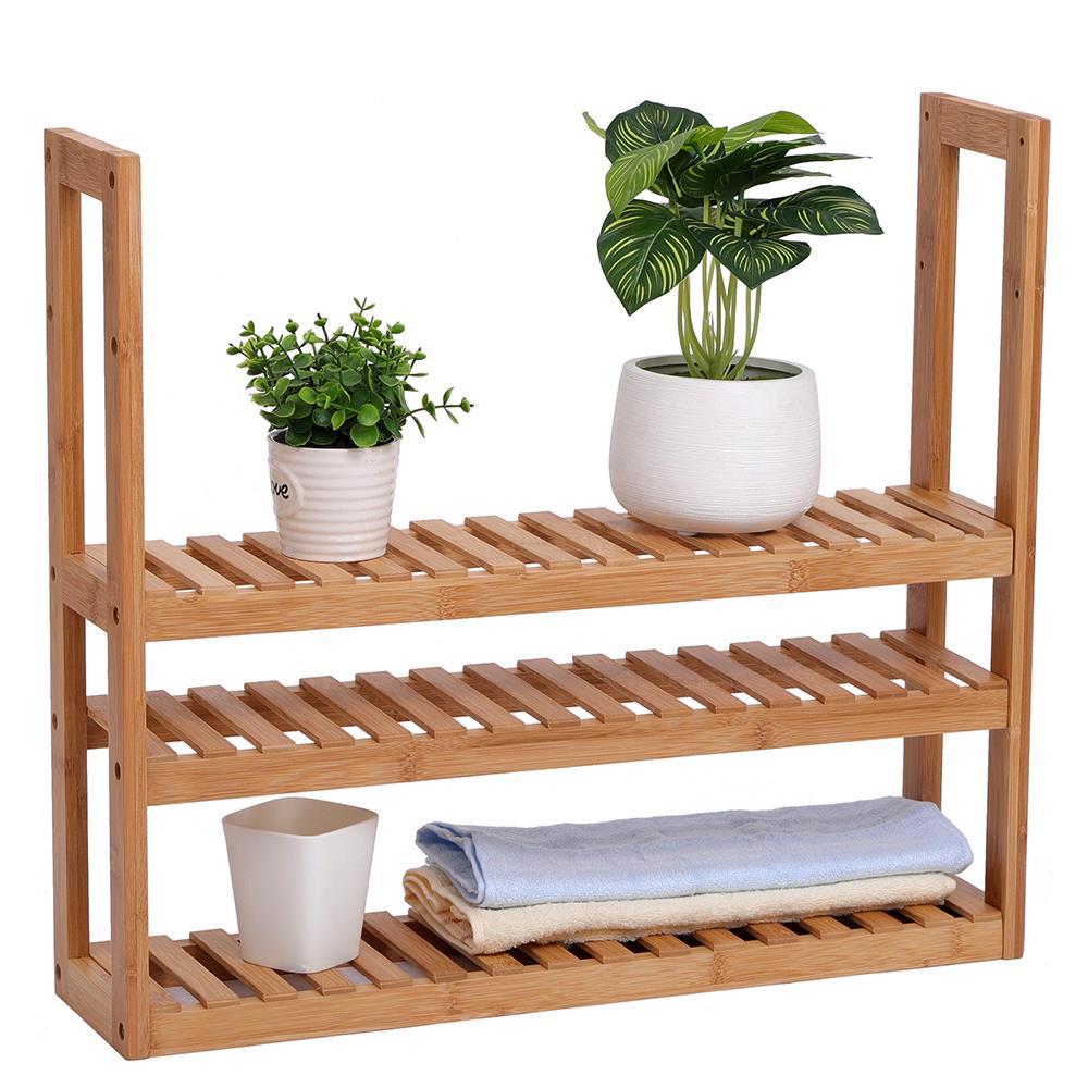 3Tier Natural Bamboo Wall Mounted Shelf Bathroom Rack Storage