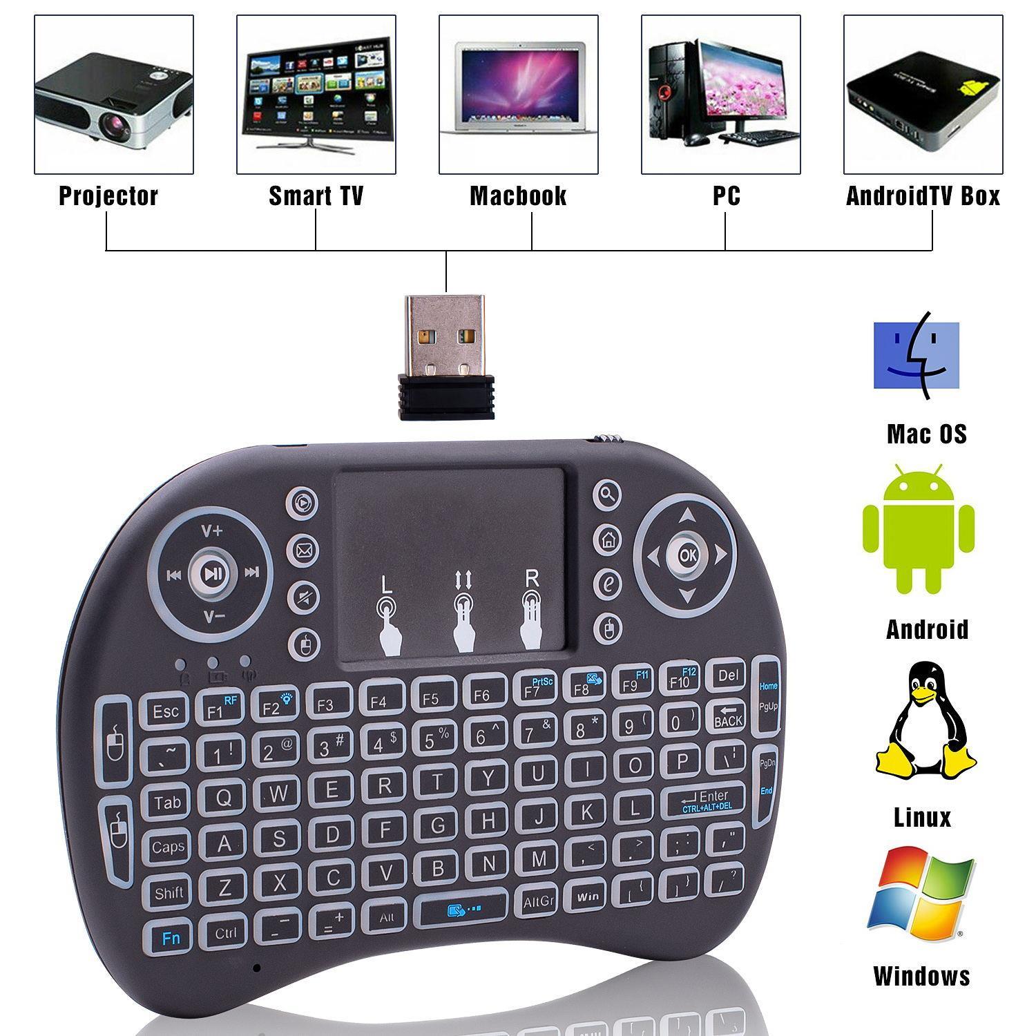 Mini i10 2.4G Air Mouse Wireless Keyboard with Touchpad Black