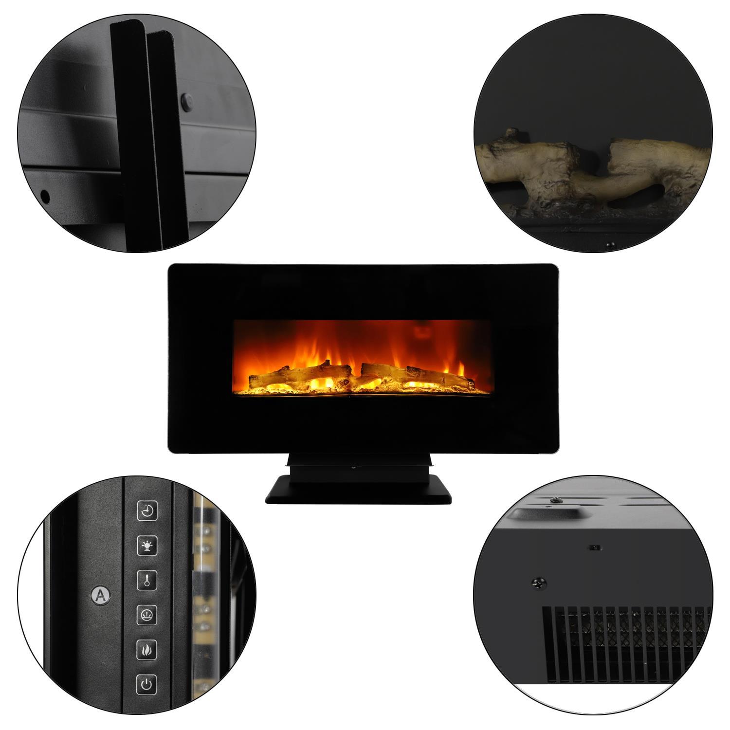 36" 1400W Wall Mount Electric Multicolor Fireplace Heat Heater Indoor