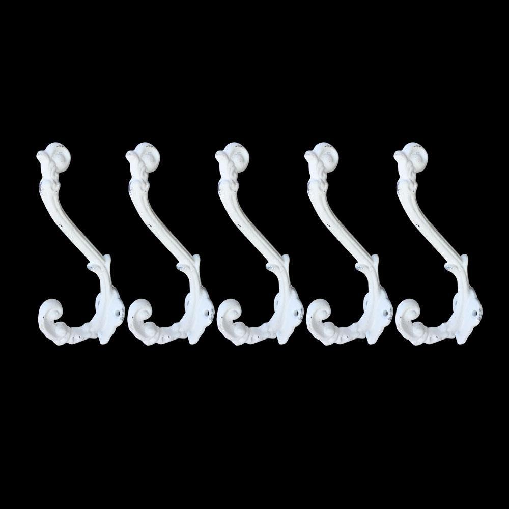 10 Pcs Vintage Style Heavy durable Cast Iron Wall Coat Hooks Hall Tree White