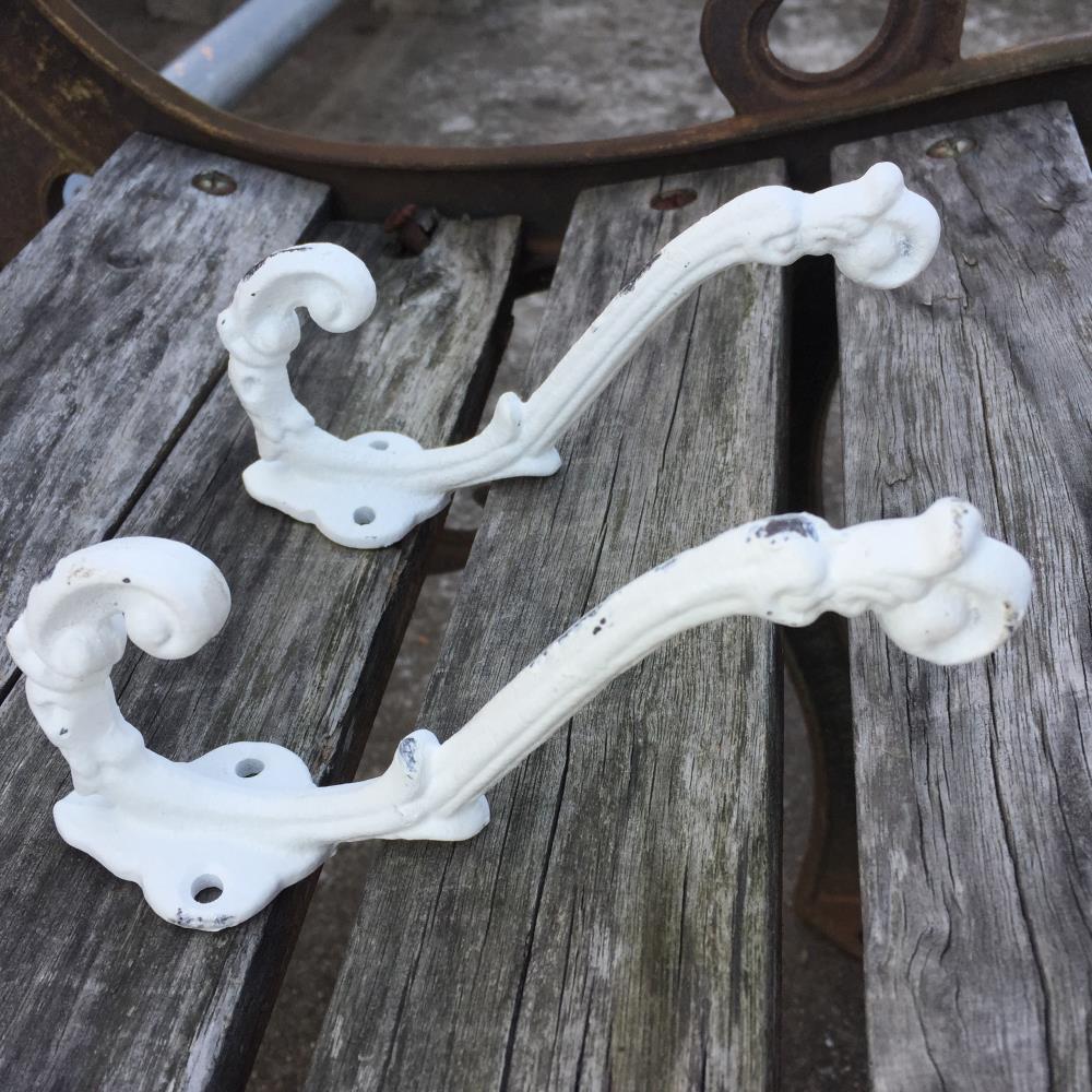 10 Pcs Vintage Style Heavy durable Cast Iron Wall Coat Hooks Hall Tree White