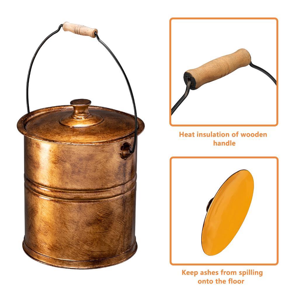 3 Gallon Capacity Fire Place Ash Bucket, Pellet Bucket w/Lid Cover