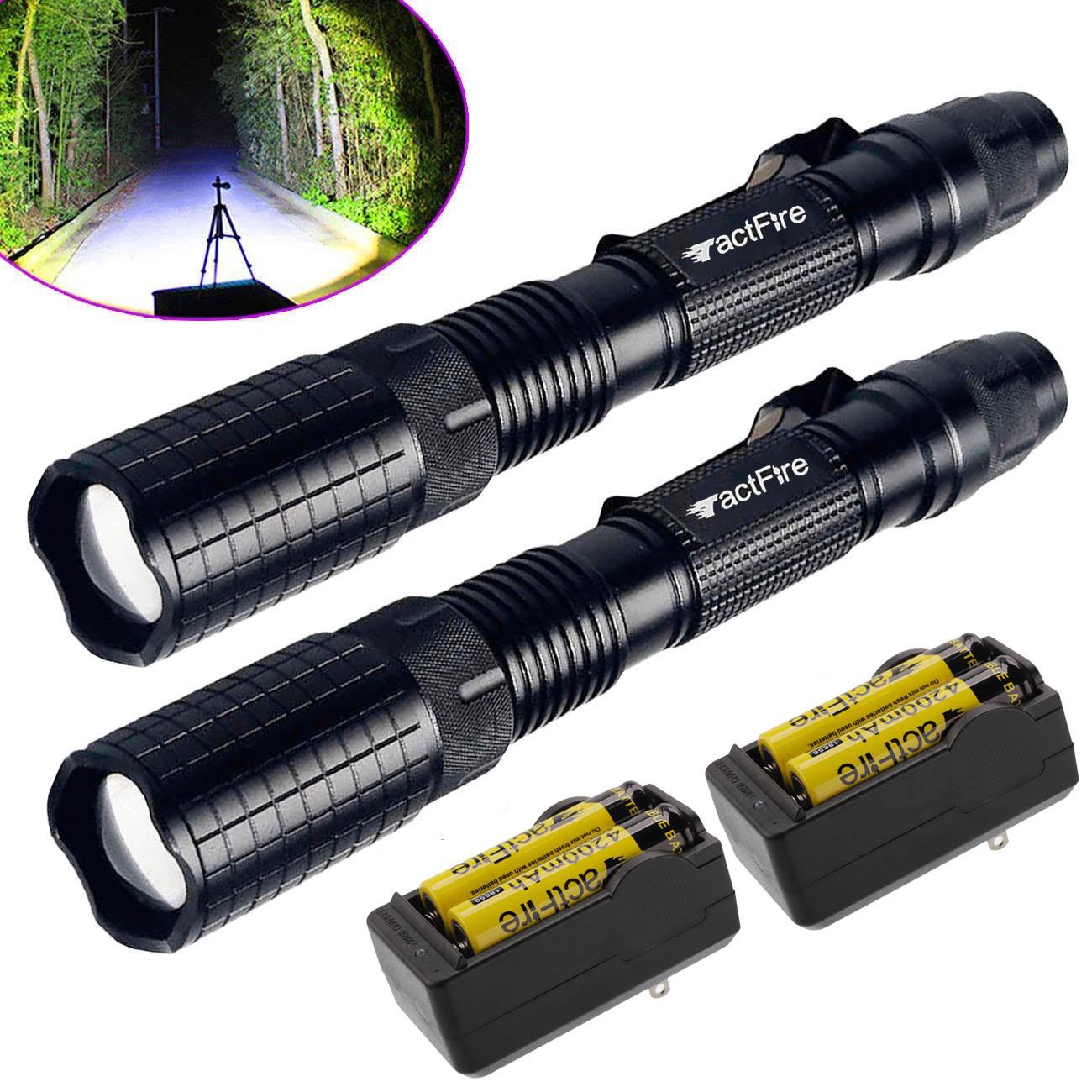 Tactical 50000LM T6 LED Flashlight Zoomable Light /& 18650 Battery Charger Box TP