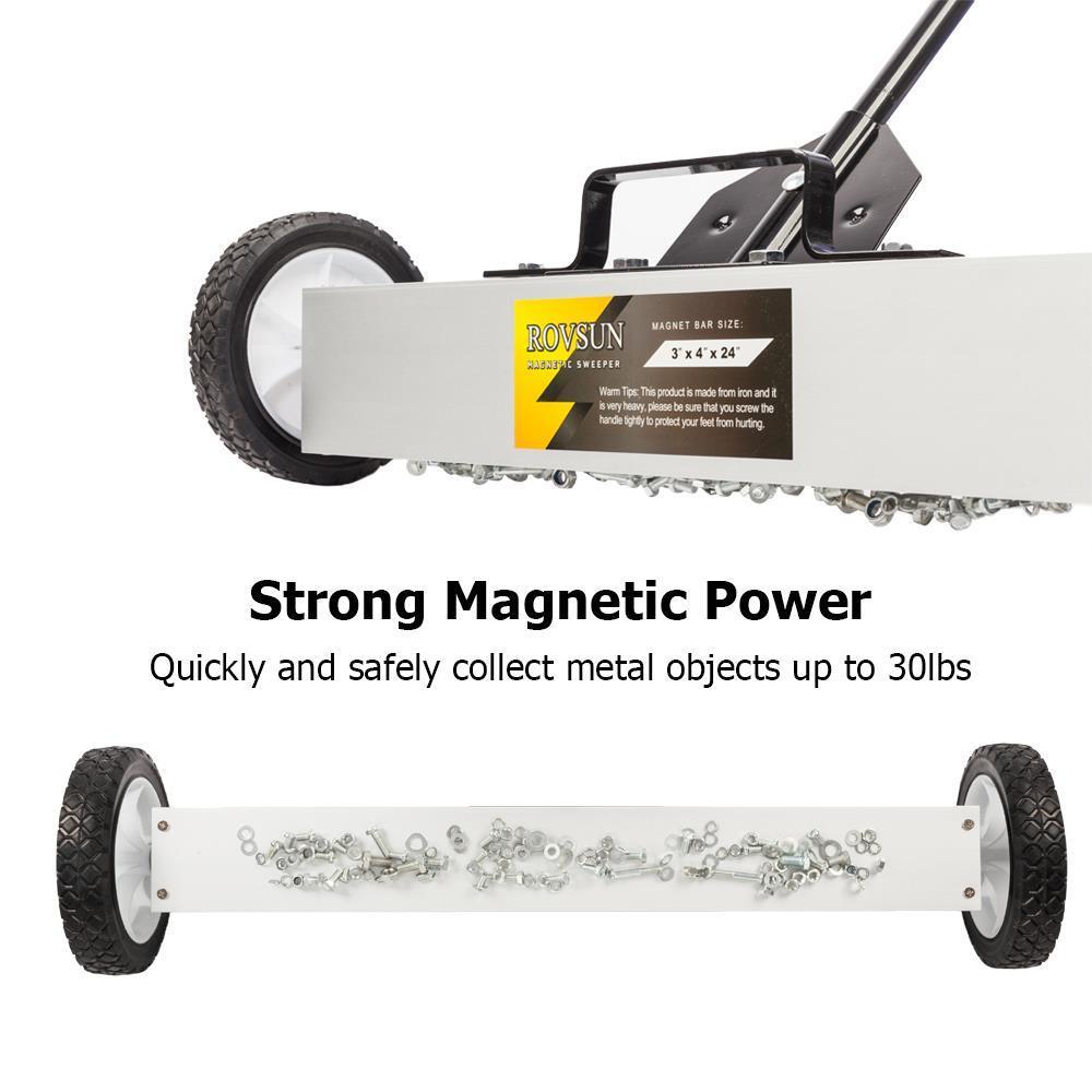 36" Sweeper Lawn Yard Grass Floor Scrap Rolling Nail Pickup Wheeled eBay