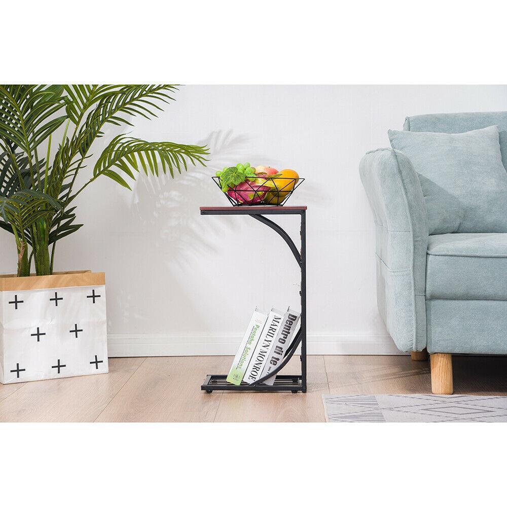 New Style Sofa End Table Wood TV Bed Slide Under Couch Tray Coffee Tea