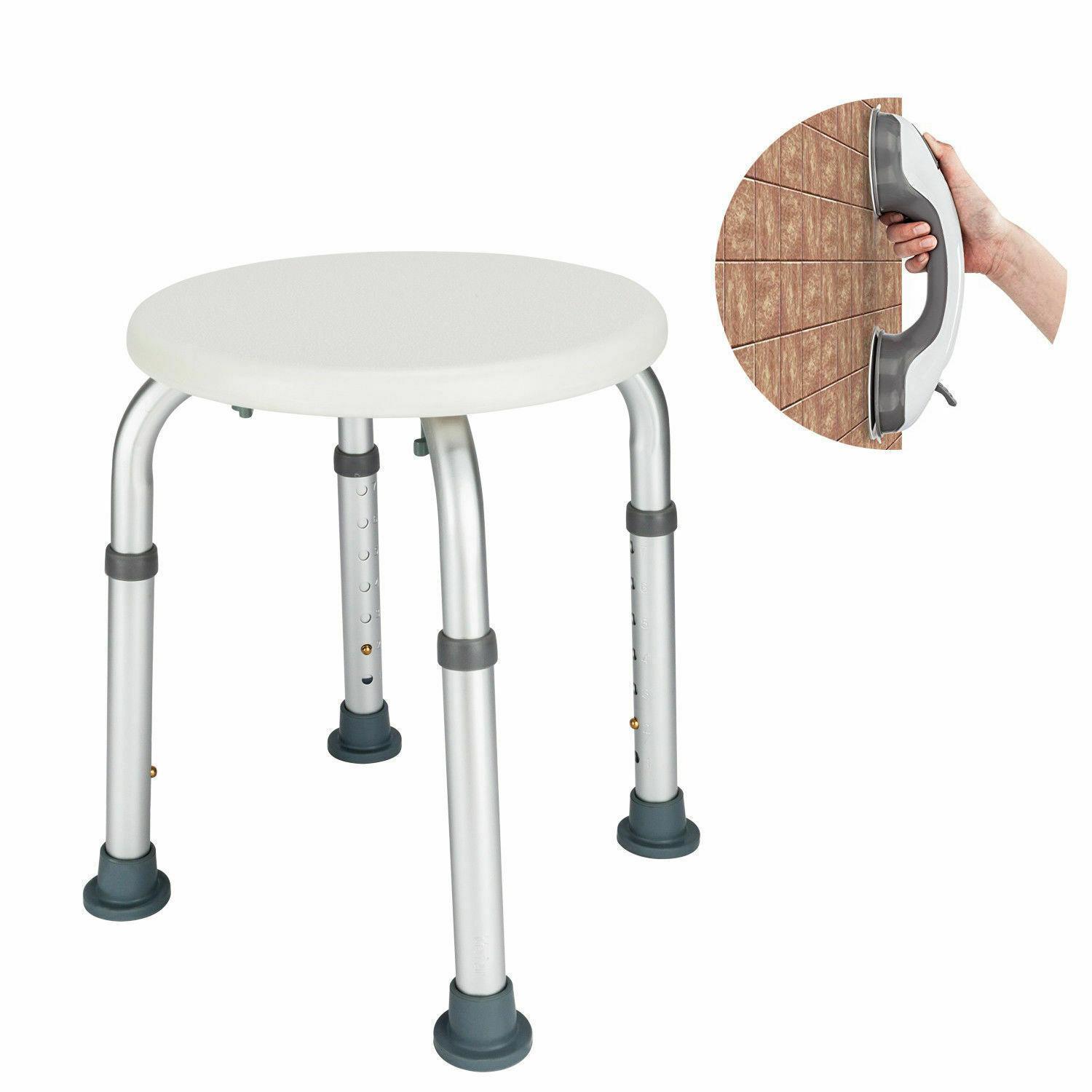 Bathroom Adjustable Shower Stool Chair & Safety Suction Grab Grip