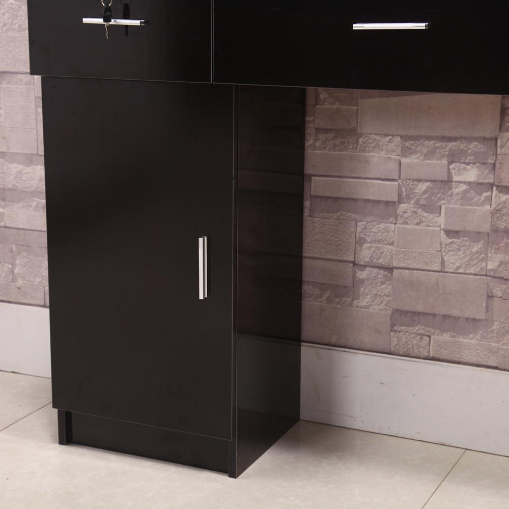Wall Mount Barber Salon Spa Cabinet - Hair Styling Station With Drawers & Storage - WC1010 Black