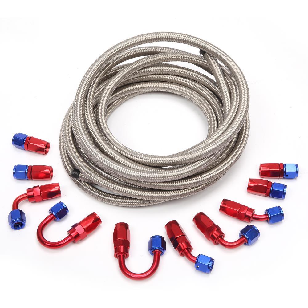 ACROPIX 5 Foot AN4 (1/4") Fuel Line Hose - Braided Stainless Steel Cover, Universal Fit