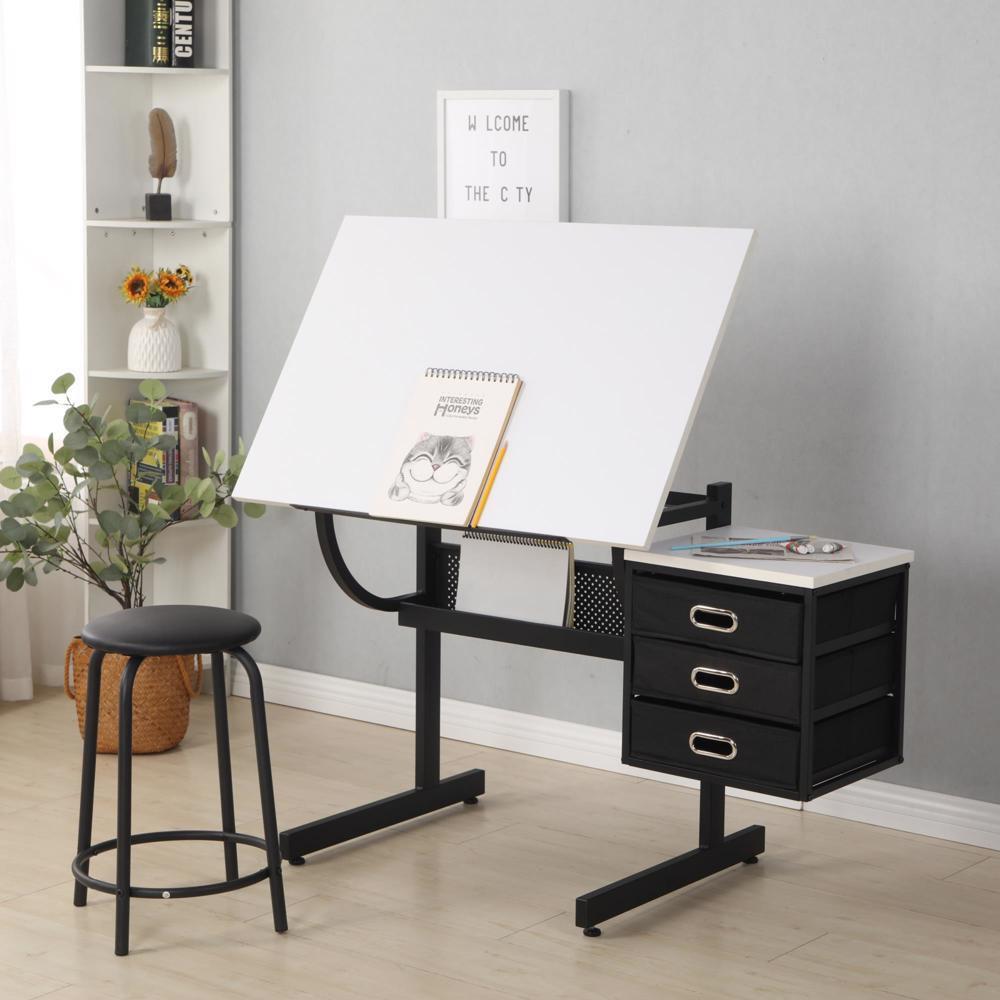 Gynsseh Drafting Table with Stool, Adjtable Height
