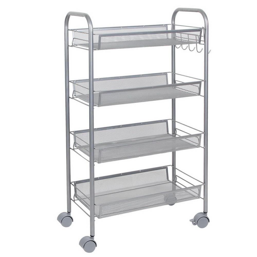4 Tier Shelf Shelves Rack Rolling Kitchen Pantry Storage Utility Cart