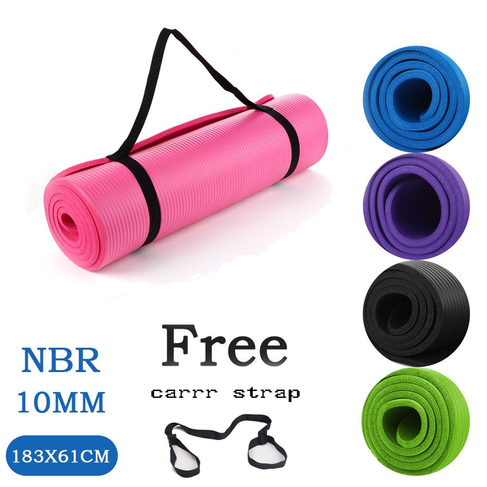 72in x 24in 10mm Yoga Mat Exercise Washable Meditation Gym Pad w/Carry strap 4 72in x 24in 10mm Yoga Mat Exercise Washable Meditation Gym Pad w/Carry strap 4