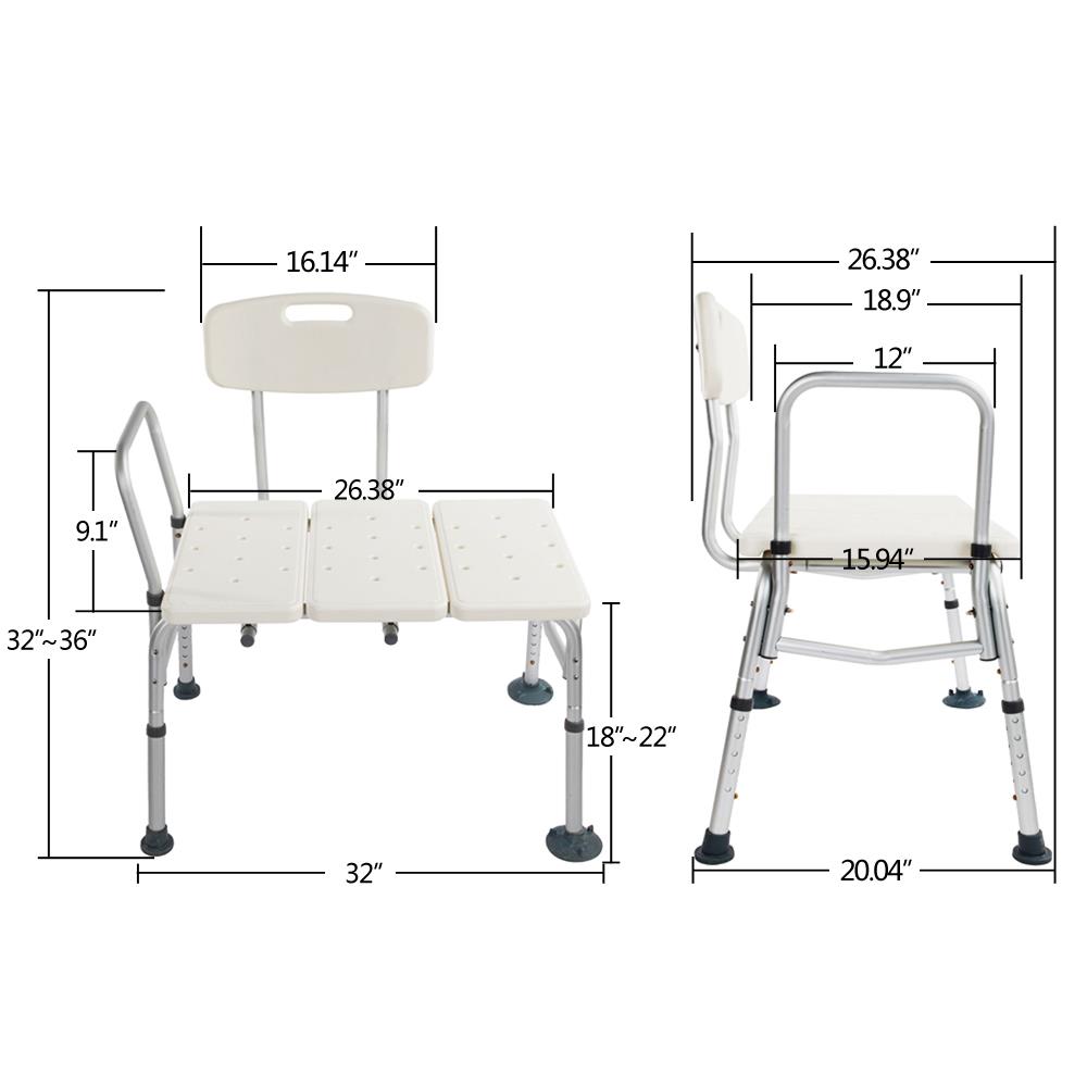 Shower Chair 10 Height Adjustable Bath Tub Medical Shower Transfer