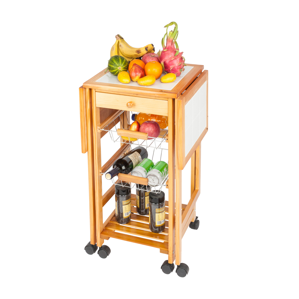 Kitchen Island Cart Trolley Portable Rolling Storage Dining Table