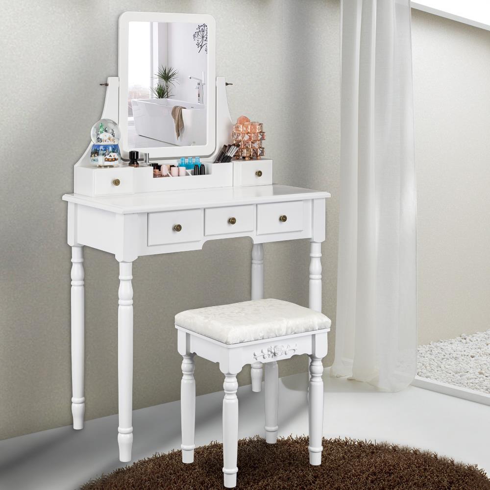 white mirrored dressing table