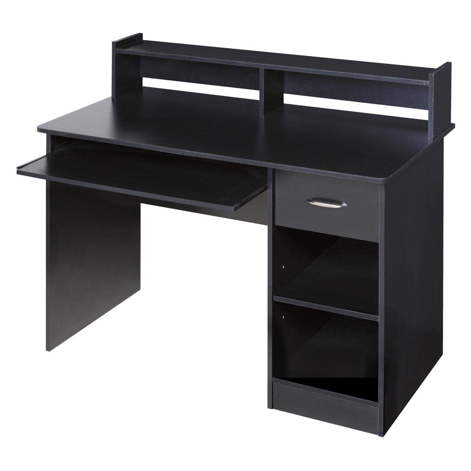 work desk with keyboard tray