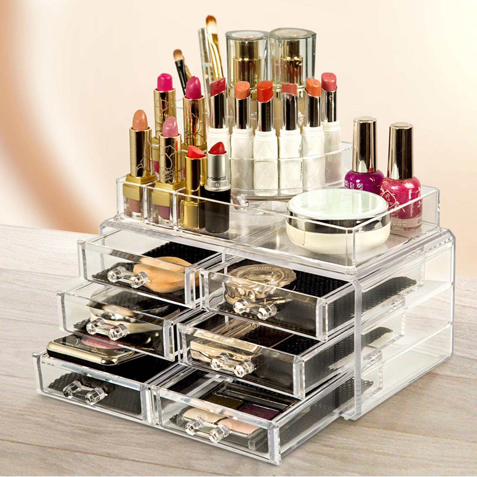 Details about 6 Drawer Clear Acrylic Cosmetic Organizer Makeup Case Jewelry Storage Holder Box